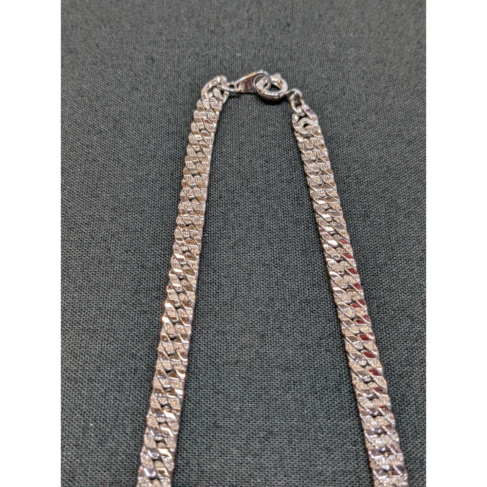 Vintage Silver Tone Curb Chain Necklaces Spring Ring CLEAN ~18" Lot of 2 - Picture 5 of 7